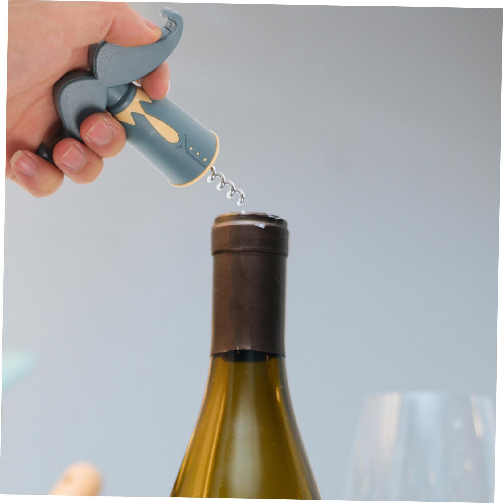 Unomor 1pc Bottle Opener Waiters Corkscrew Bar Tool Wine Can Opener Beer Opener Beer Bottle Cap Opener Manual Wine Cork Wine Cork Opener Wine Bottle Cork Tool Blue Stainless Steel