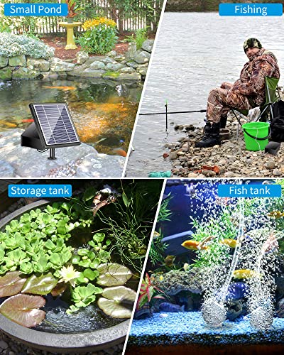 Nfesolar Aquarium Air Pump Oxygenator, 2.5W Solar Air Pump With 2 Air Bubble Stones, Solar Pond Aerator Up To 120 Gallons 3 Mode&No Noise Solar Aerator For Pond Stock Tank Fishing Hydroponics thumb #7