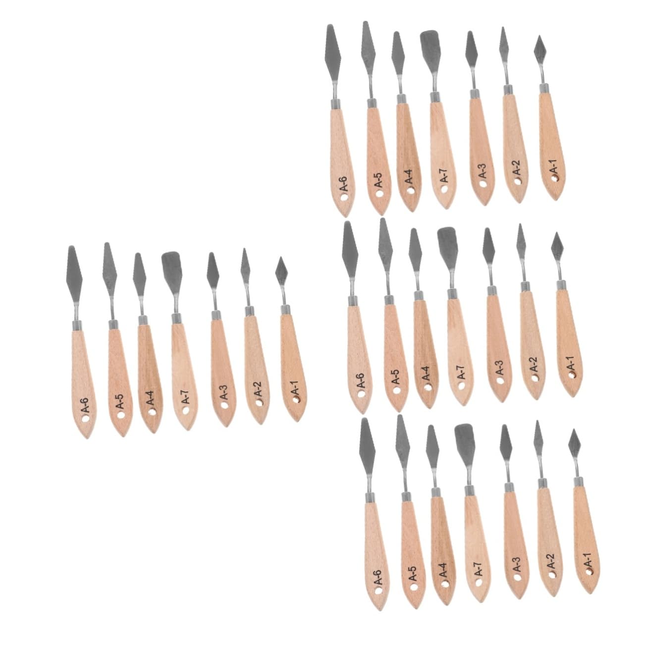 Angoily 4 Sätze Teiliges Malmesser Mit Ergonomischem Holzgriff Mischwerkzeug Für Öl Und Acrylmalerei Für Künstler Und Projekte 7 Stück * 4