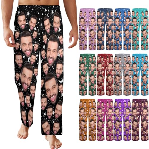Custom Christmas Pajama Pants for Men Xmas Gifts Customized Photo Sleepwear Bottoms Personalized Pj Trousers