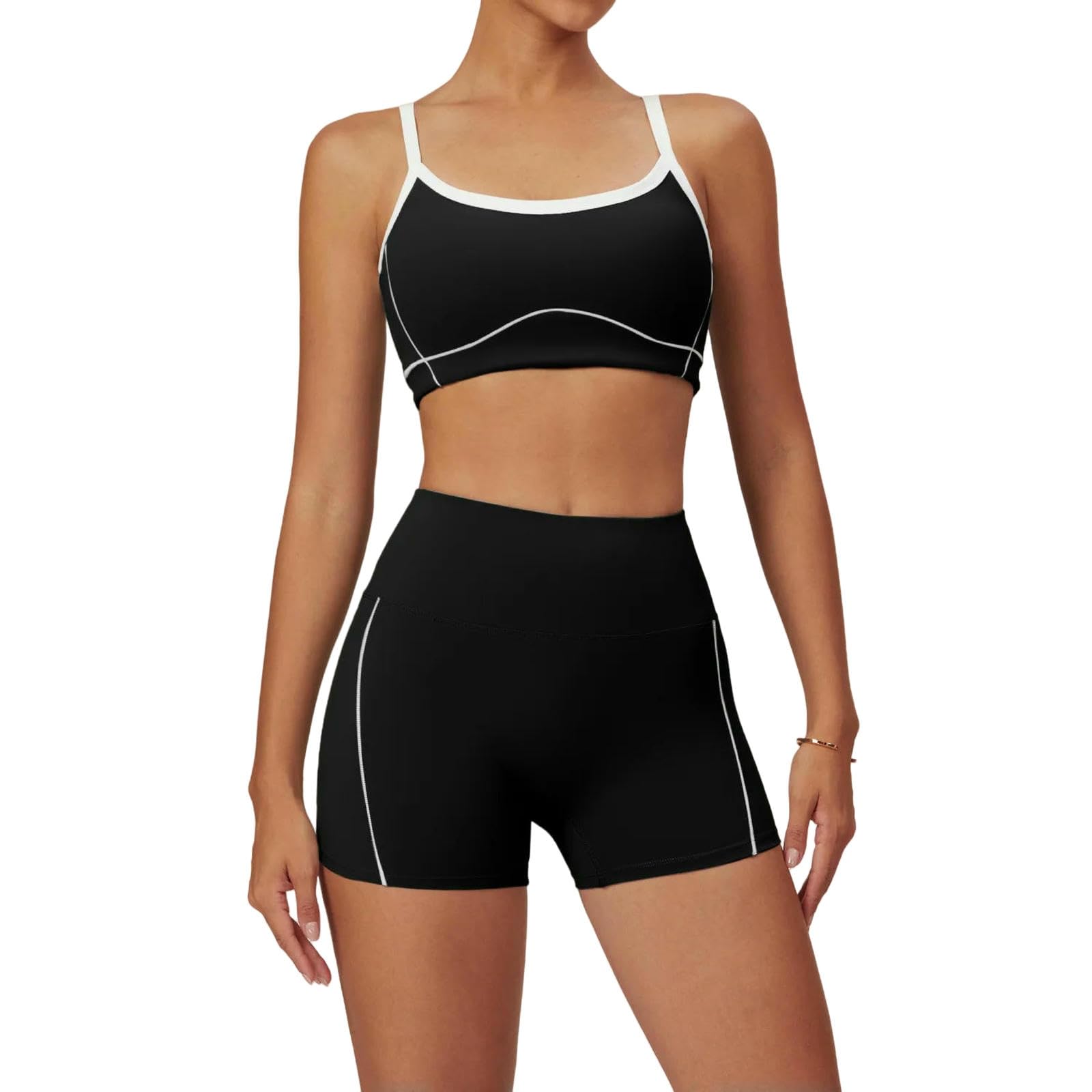 WANGSHUO Spodnie do biegania damskie do jogi, zestaw sportowy, biustonosz gimnastyczny, legginsy fitness, wysoka talia, szerokie spodnie, spodenki sportowe, zestaw odzieży sportowej, kolor niebieski