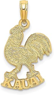 Colar de ouro amarelo 14 k Kauai Galo pingente pingente viagem transporte destino joias finas para mulheres presentes para ela, Ouro amarelo Pedra