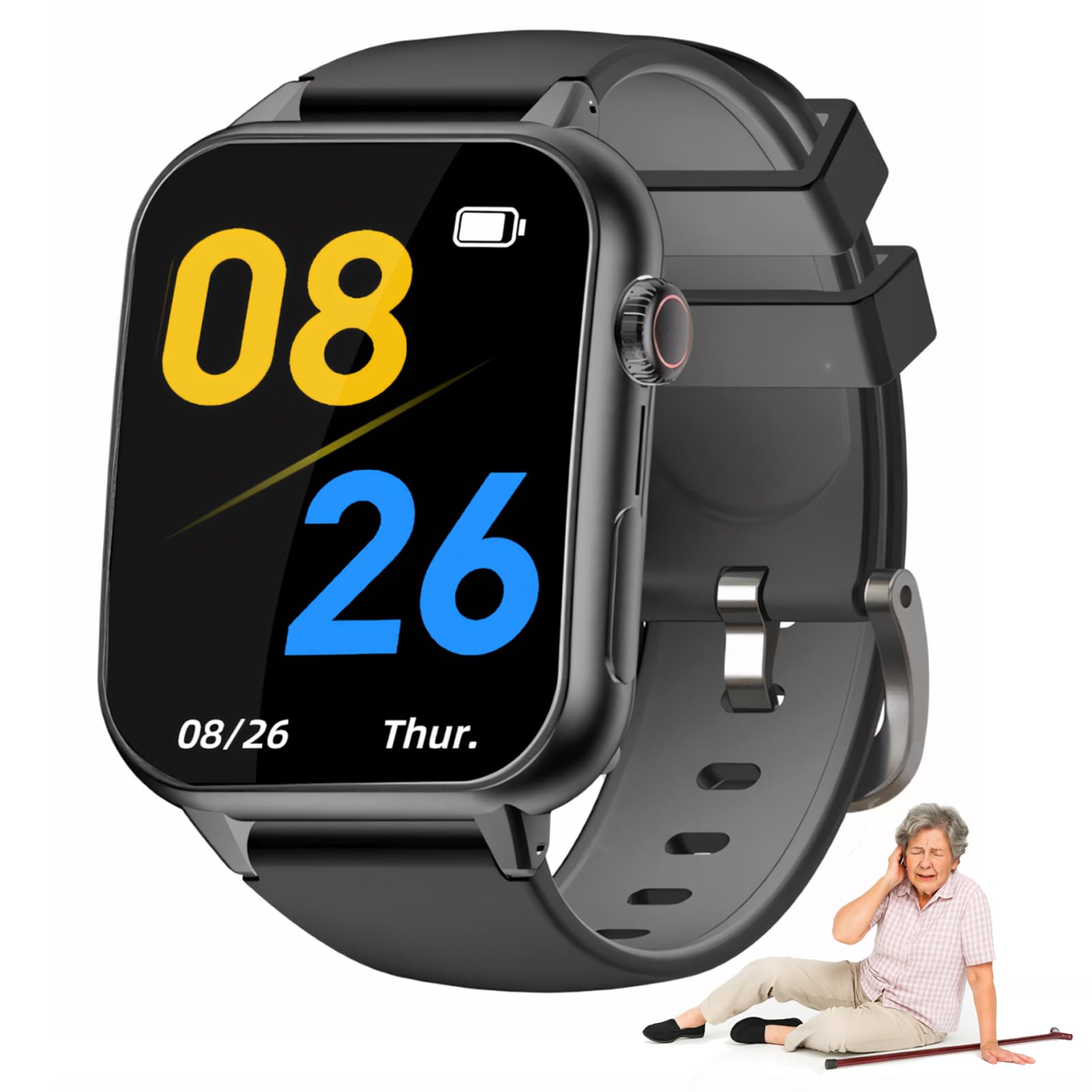 Reloj inteligente con SOS, detección de caídas, GPS, videollamadas, IP67 resistente al agua, requiere tarjeta SIM, ideal para el cuidado de ancianos