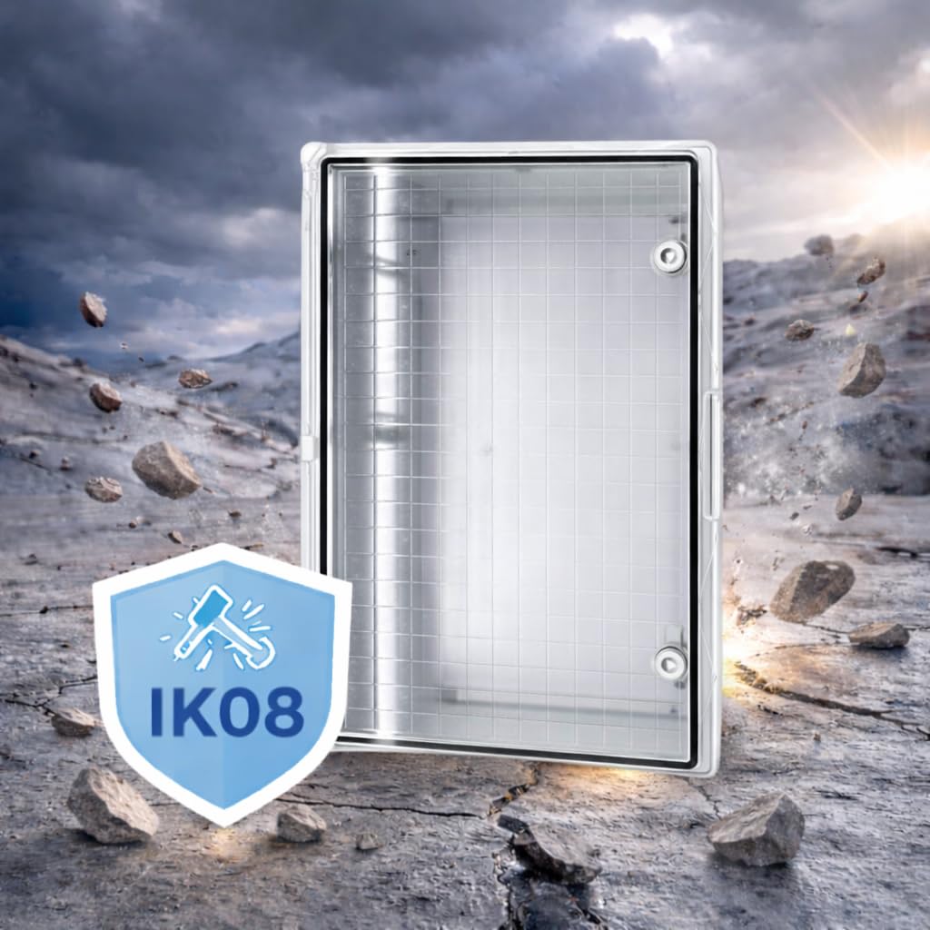 Armario Eléctrico Estanco 600x400x200 IP65 IK08 ABS con Puerta Opaca Transparente y Placa de Montaje Galvanizada Incluida