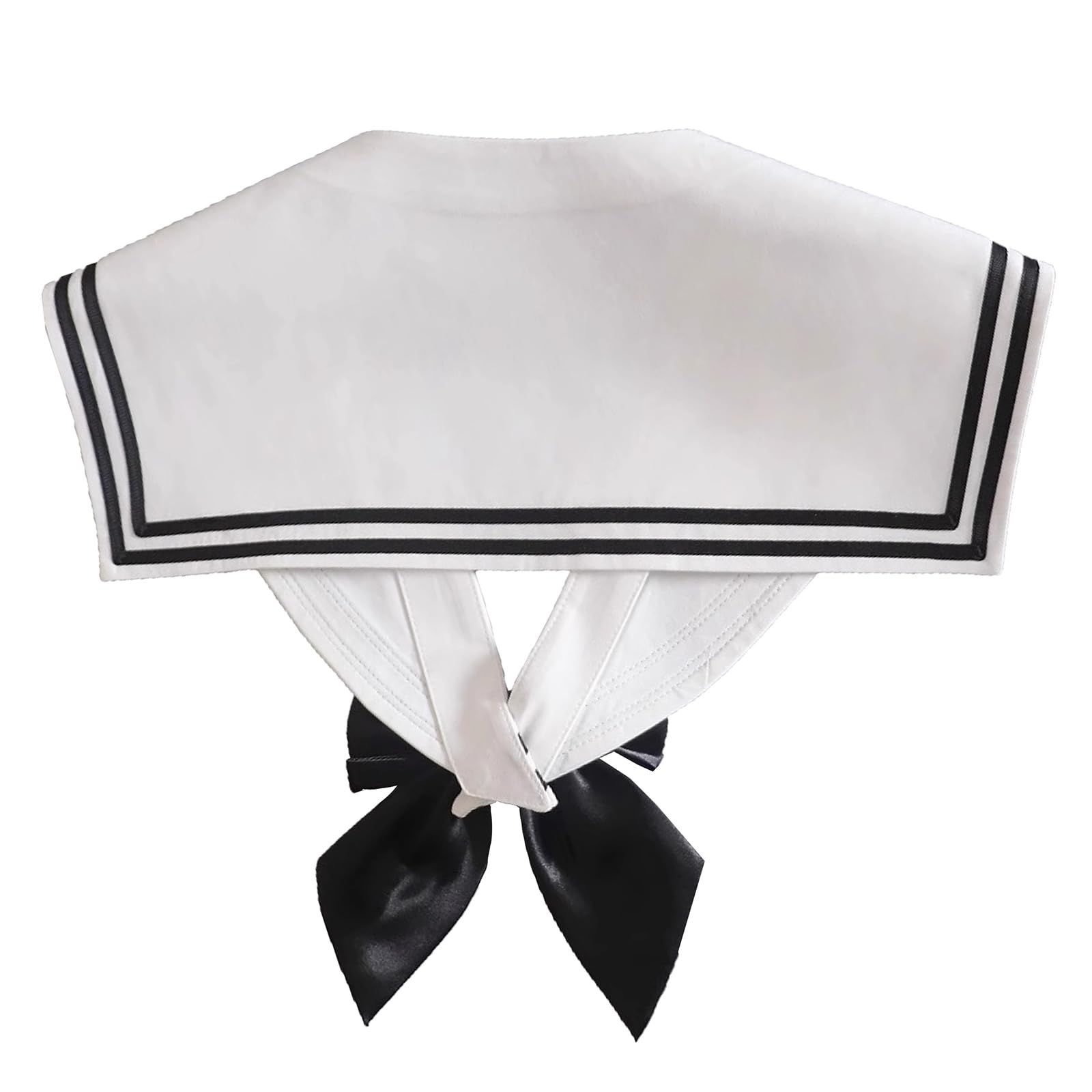 KUFEIUP Women's Fake Sailor Collar JK College Style Fake Collar with Bowtie (White)