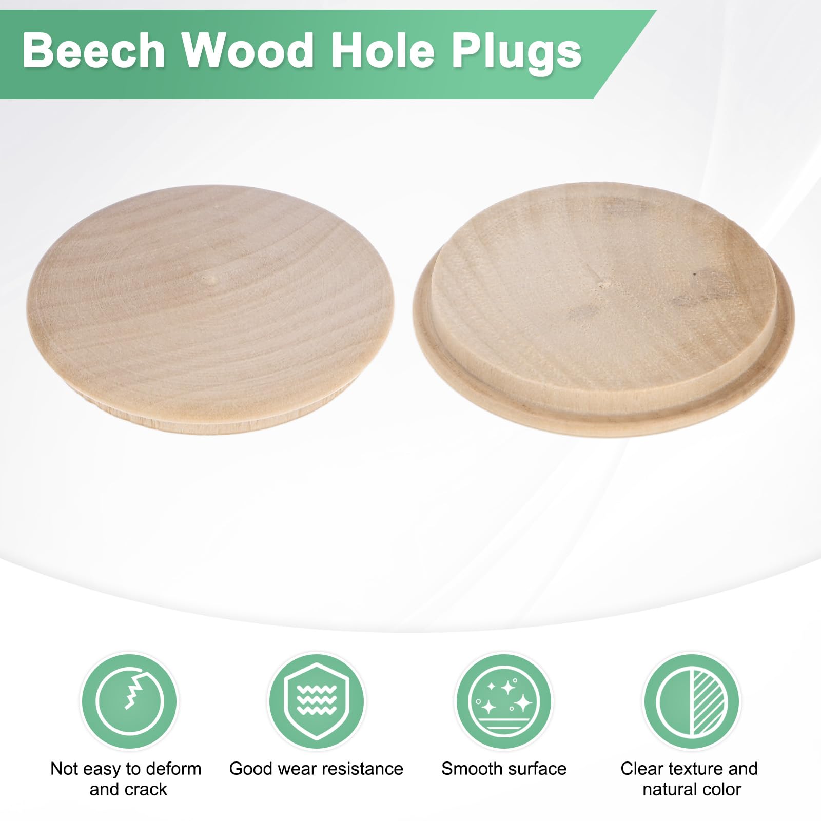 M METERXITY 50-Pack Wood Plugs for Screw Holes 45 x 40mm Beech Button Wood Top Plugs for Furniture/Stair/Chair/Craft - Image 2