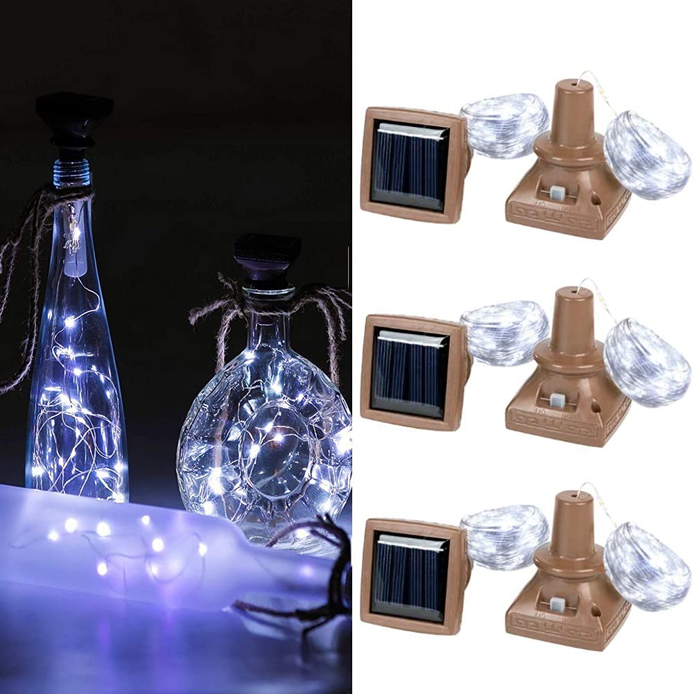 ToifucosToifucos 6 Pack Solar Wine Bottle Lights, 2M 20 LED Waterproof Copper Cork Shaped Lights Firefly String Lights for DIY Wedding Party Outdoor, Holiday, Garden, Patio Pathway Decor, White
