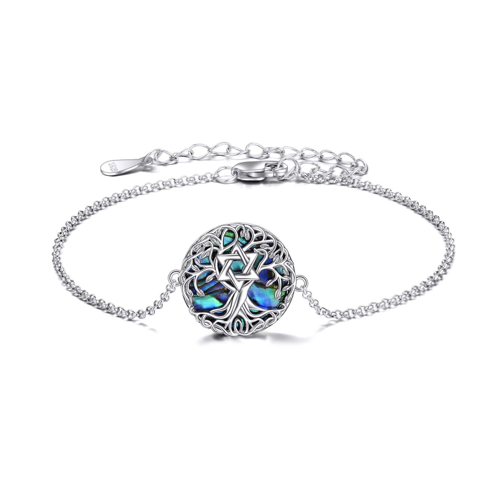 YFNTree of Life Bracelet Sterling Silver Abalone Shell Tree of Life Bracelet Jewellery Gifts for Women Girls