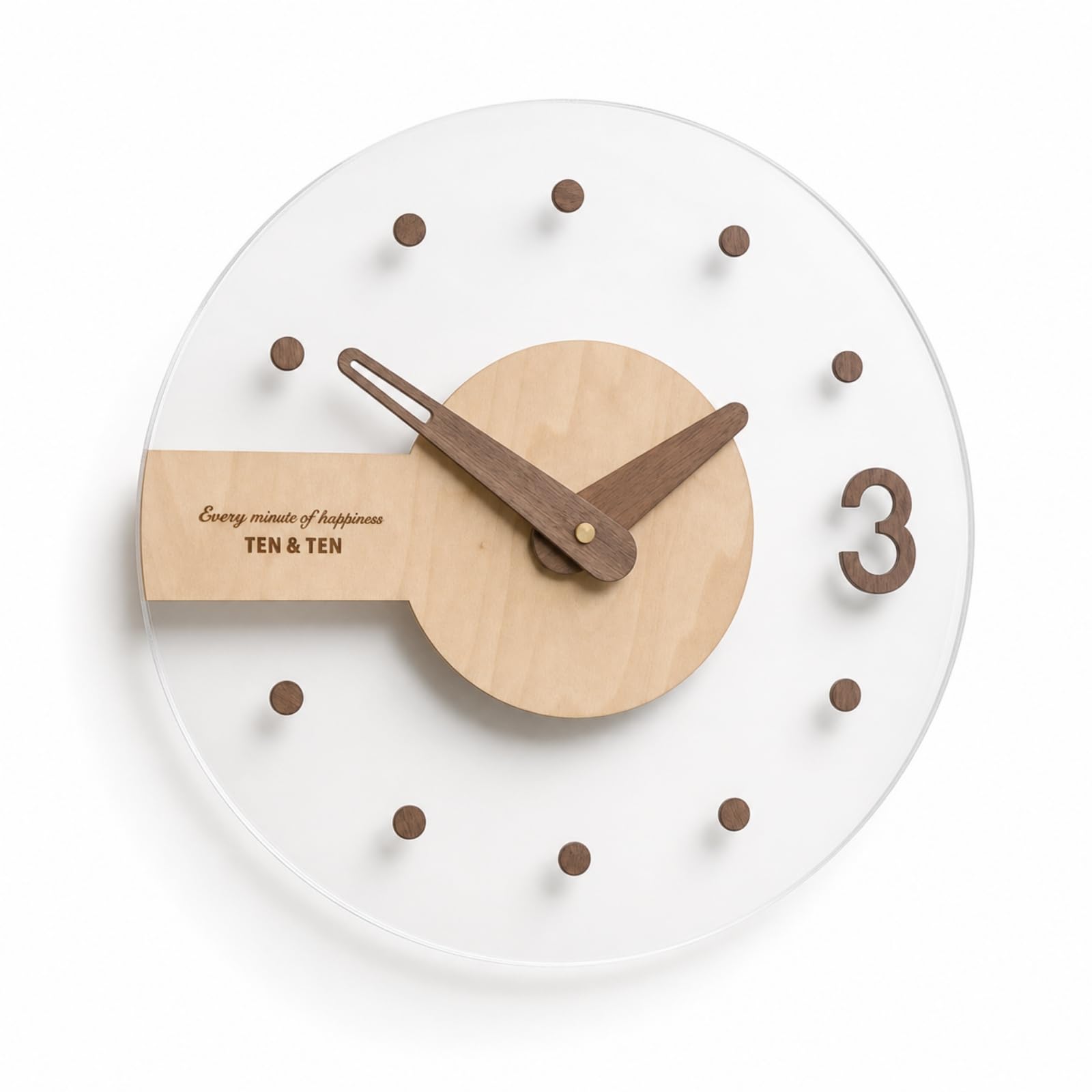 rockible Orologio con Quadrante Trasparente Nordico Orologio da Parete in Legno Semplice per Ingresso