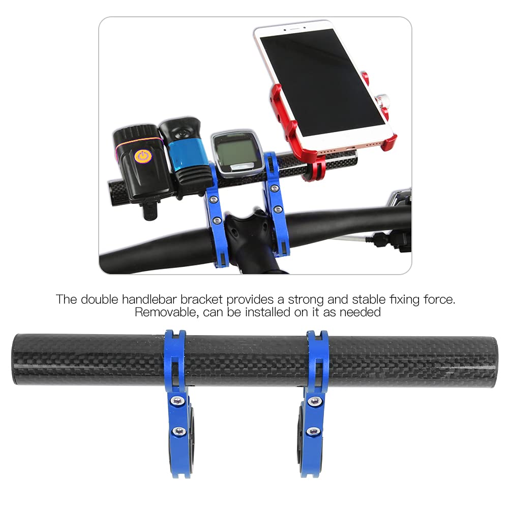 Bike Handlebar Extender, Aluminum Alloy Handlebar Extensions for Bicycle Bicycle Handlebar Extension with Double Mounting Clamp Bracket for 1.25in to 1.0in handlebars Long Bracket Accessories (Blue)
