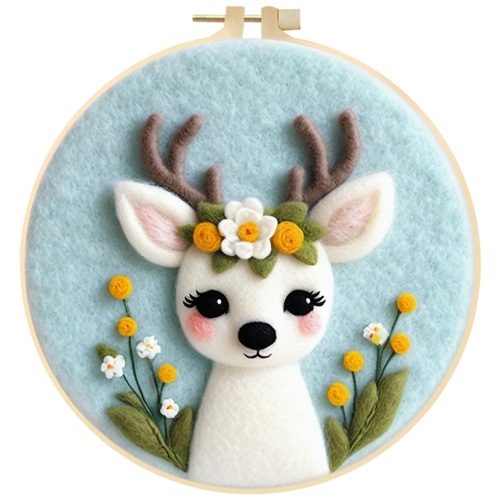 EUBUY Felt Painting Kit for Beginners, Needle Felting Kit, Needle Felt Set with Picture Frame, Foam Pad, Felt Cloth and Instructions, Used for Home Decoration