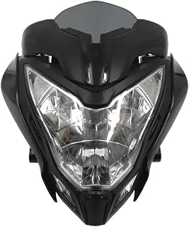 Plastic Black Red Front Headlight Assembly Headlamp With Fairing Compatible With Bajaj Pulsar 150 Pulsar200 Direct‑Fit Motorcycle(Black)