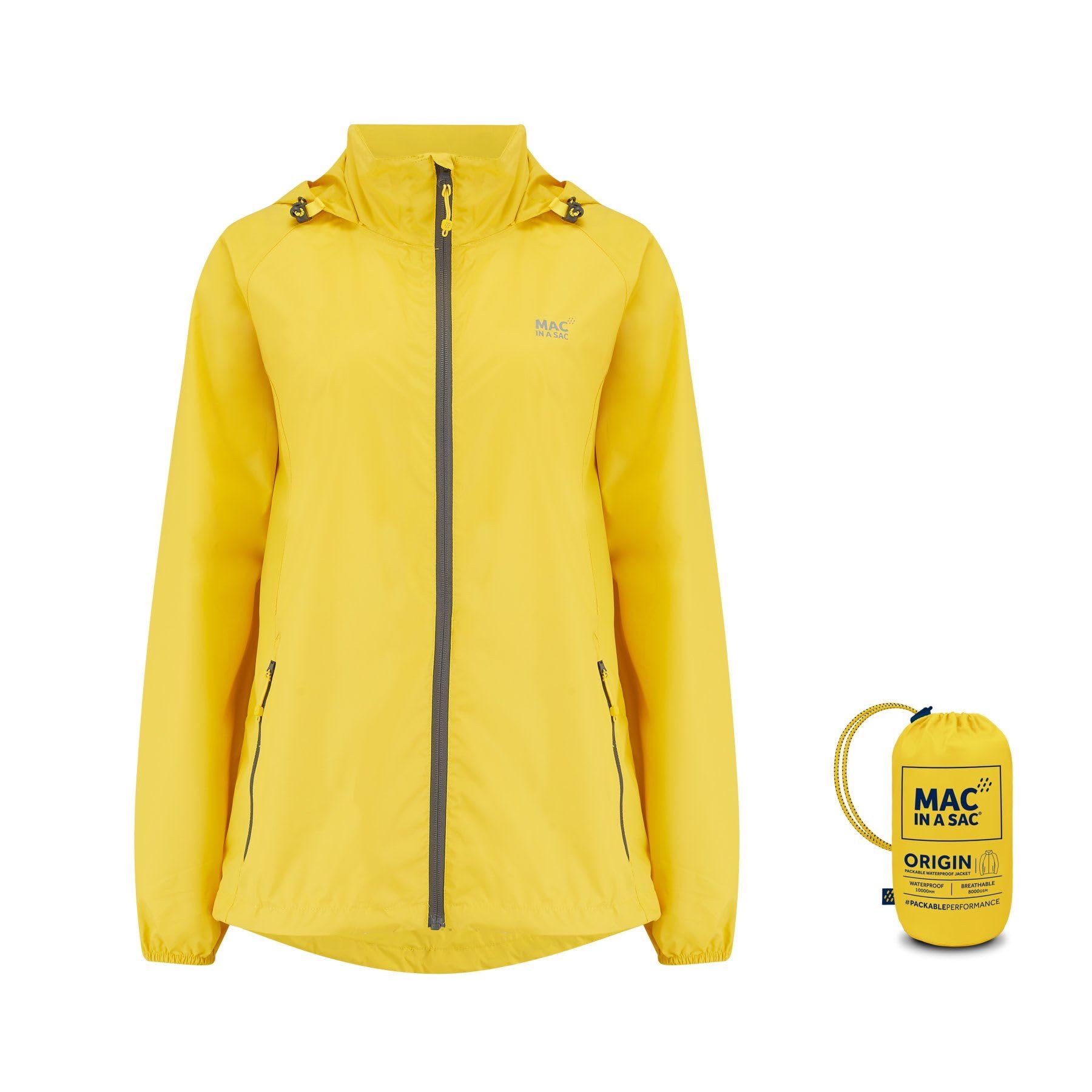 Mac in a Sac - Origin II - Waterproof Packable Jacket for Men & Women - Yellow - XS