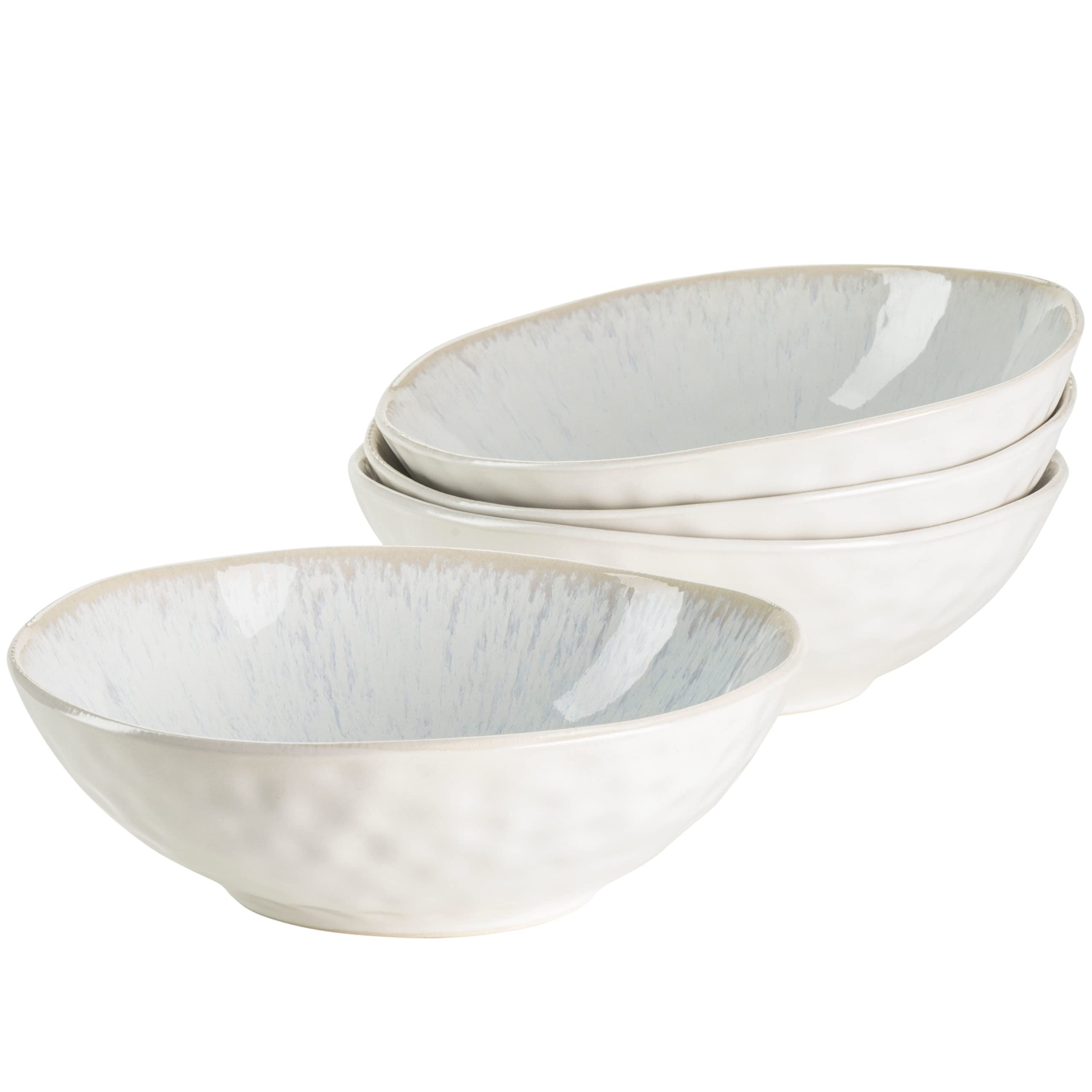 MÄSER Frozen Cereal Bowls Set with Speckled Glaze and Organic Shaping, 4 Ceramic Bowls in Exciting Vintage Look, Stoneware, White, 550