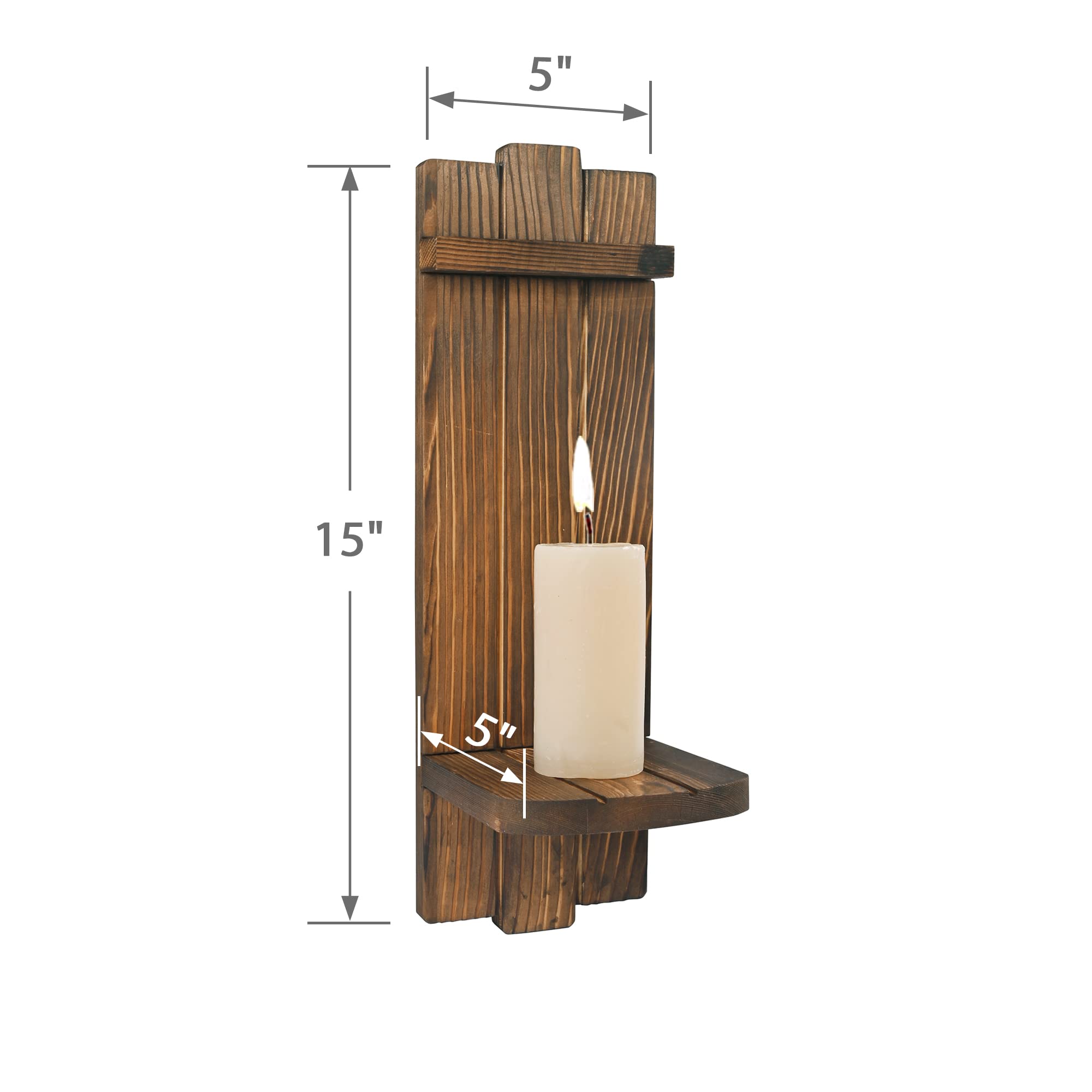 Yorkmills Lot de 2 Appliques de décoration Murale Rustique, bougeoir Rustique, décoration Murale Flottante en Bois pour Salon, Salle à Manger, Chambre à Coucher, Salle de Bain