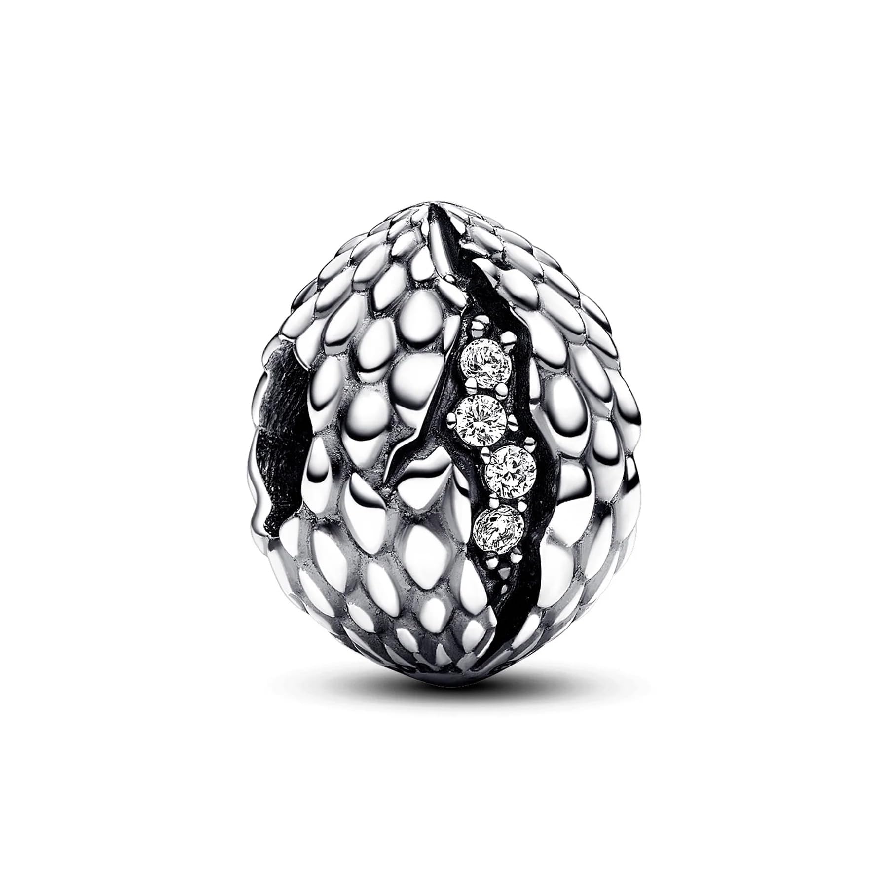 DIYADE S925 Sterling Silver Sparkling Dragon Egg Charm with Cubic Zirconia stone Compatible With Pandora Moments For Men Women Gift(Sparkling Dragon Egg Charm)
