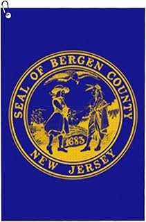 SIYTUAU Flag of Bergen County, New Jersey Golf Towel 16 x 24 Inch Golf Towels for Golf Bags with Carabiner Clip Polyester Golf Towel Golf Accessories for Men Women
