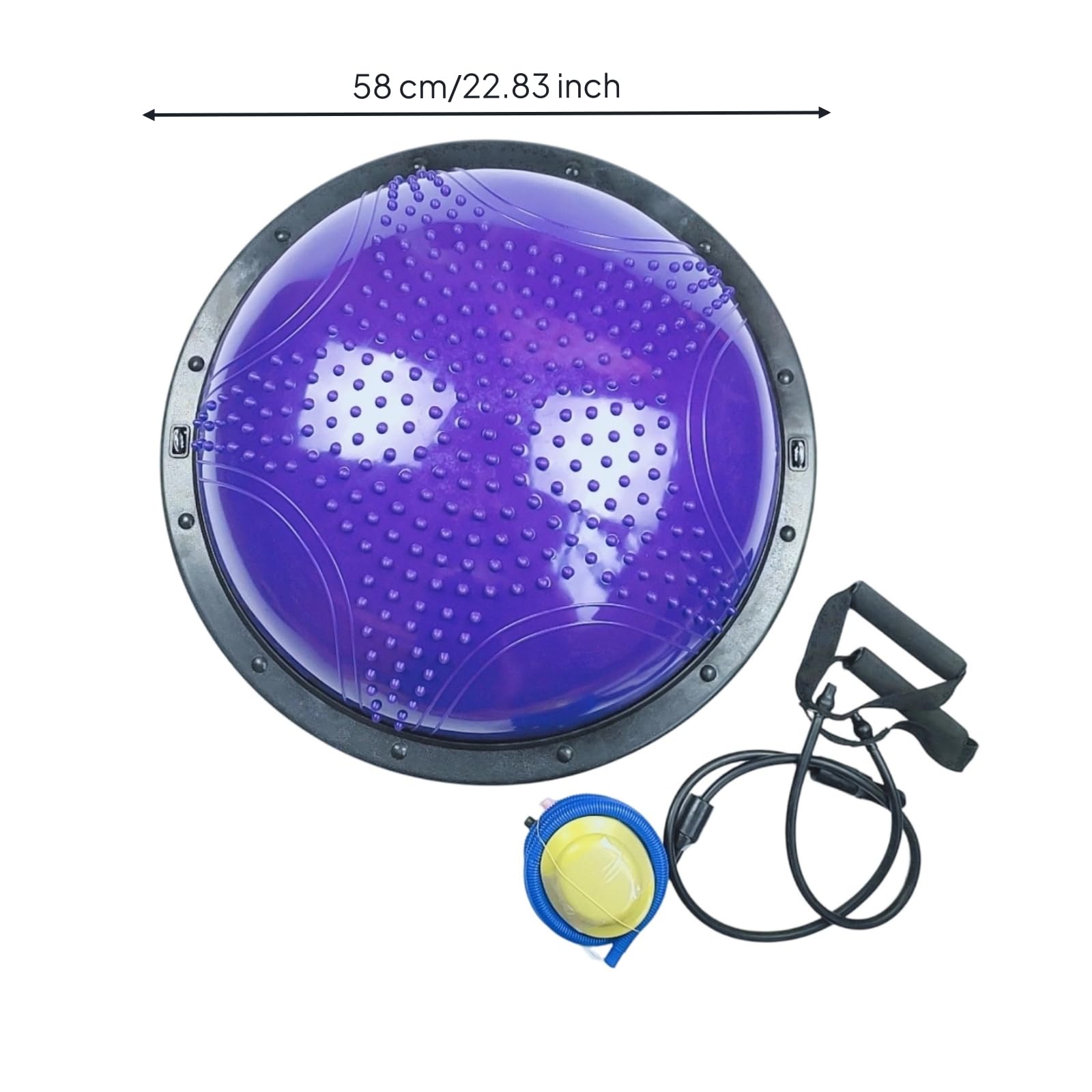 Harilla Ball Halbkugel Trainingsgerät Stabilitätsball Koordinationsball Gleichgewichtstrainer mit Rutschfester Massagefläche aus PVC für Muskelaufbau, Lila Massage-Modell, 58cm