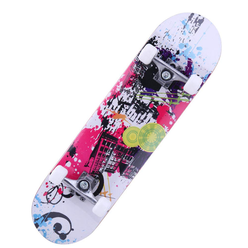 Skate Rubor Rosa Verde Skateboard 80x20 cm 7 Capas de Madera de Arce con Rodamientos ABEC-7 Skateboard Niña Monopatin Niños Skate Completo Adecuado para Principiantes Adulto Longboard