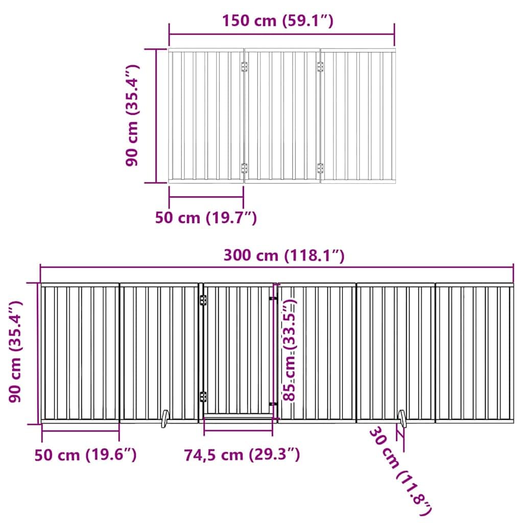 vidaXL Puerta de Perros Plegable 15 Paneles Madera álamo marrón 750 cm