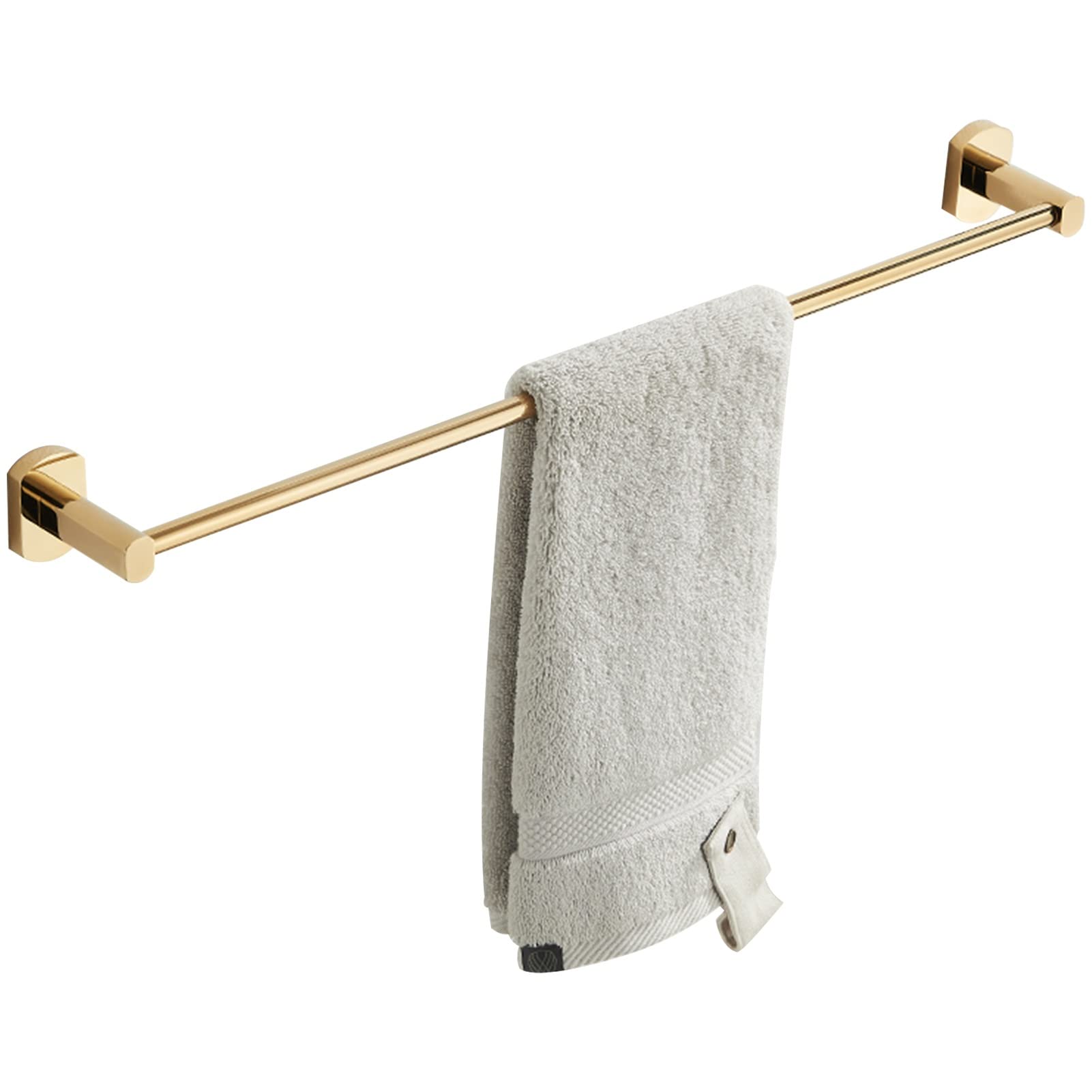 LMYSXAOZ Single Towel Bar Rails，30cm-80cm Multi-size Rail Rack for Bathroom Kitchen Dish Cloths Hanger,Towel Rod with 2 Hooks,Gold (Size : 70cm)