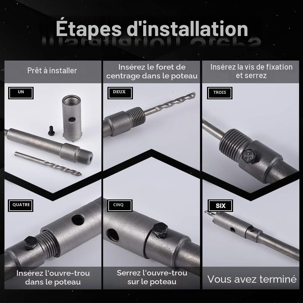 KATUR 45mm Scie Cloche à Béton Poignée Ronde SDS Plus Shank, Foret de mur de pierre de ciment de coupeur de trou de mur pour le climatiseur concret de brique