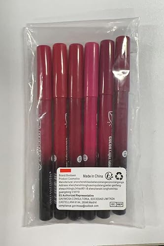 Boobeen 6 Colors Lip Liner Set, Cream Glide Lip Combo Sets, Sculpting Matte Velvet Lips Pencil, High Pigmented for Girls Daily Makeup(#02,0.06 Ounce (Pack of 6))