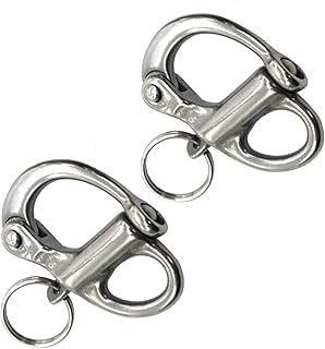 SUNOOM Boat Fixed Bail Snap Shackle,Two Sizes Quick Release Bail Rigging Sailing Boat Marine 316 Stainless Steel Clip for Bracelet, Sailboat,Pack of 2