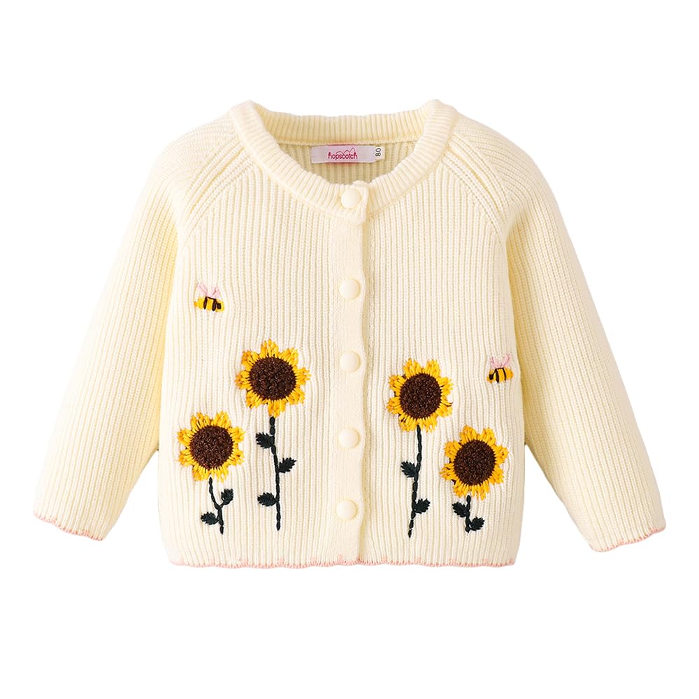 hopscotch Girls Full Sleeves Cream Sunflower Embroidered Sweater-picture-11