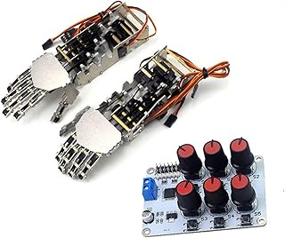 Robot toy 5 Finger Bionic Robot Metal Robot Arm, DIY Micro Servo 9g Independent Movement Installation Robot Toy + Servo Test Smart programmable robot (Color : Left hand, Size : With tester)
