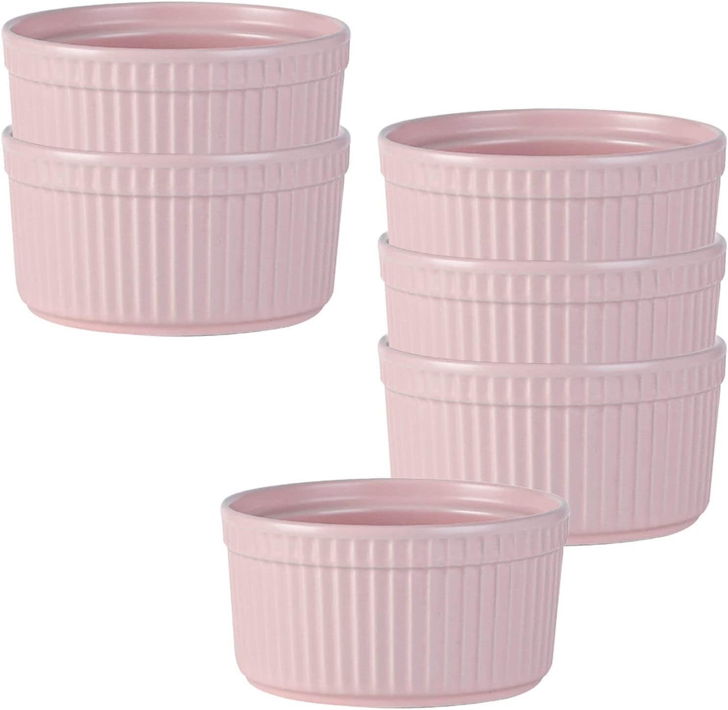 Bol à soupe, bol à riz, bol à déjeuner, ensemble de ramequins, 120 ml, ramequins à crème brûlée, plats à soufflé allant au four, ramequins à soufflé, ramequins for friteuse à air-rose-lot de 2 ( Color