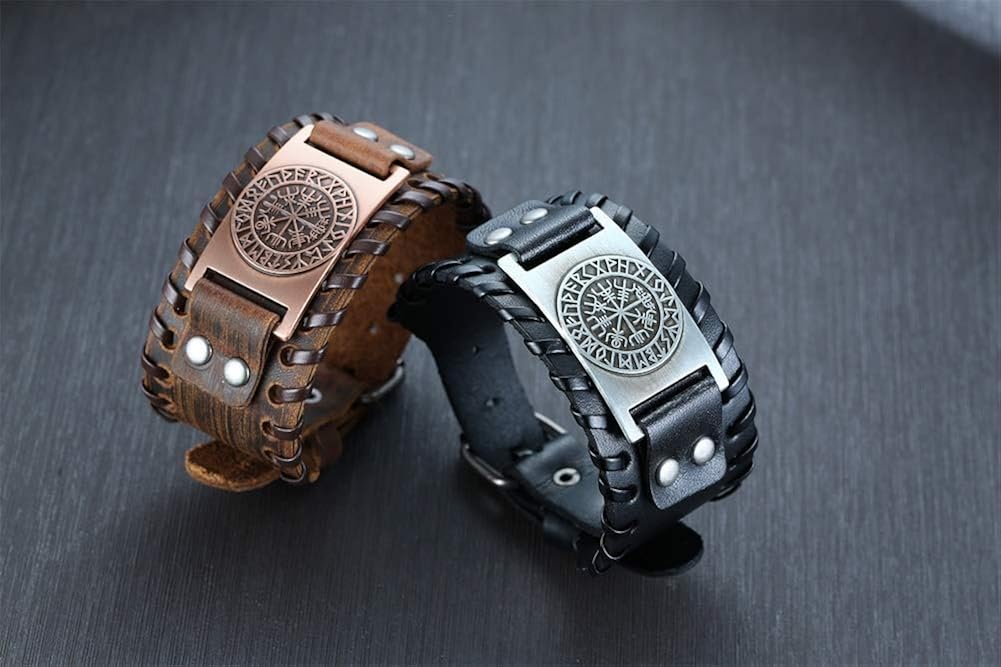 VNOX Mens Thor's Hammer Bracelet Black Braided Rope Wristbands Stainless Steel Norse Viking Jewelry Valknut Protection Amulet Birthday Gift for Men Boys (Bracelet-23) - Image 3