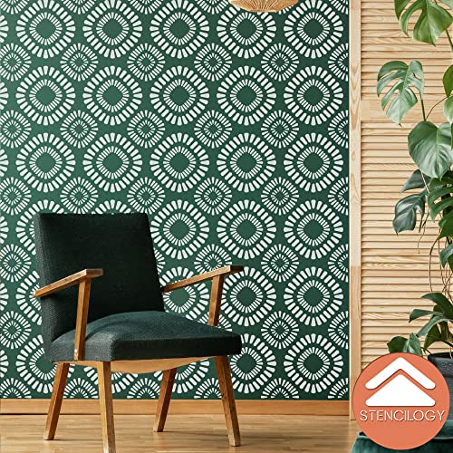 Stencilogy® / Asi - 24" X 38" Xl Wall Stencil, Large Floral Wall Stencil Pattern, Large Allover Wall Stencils For Painting, Stencils For Walls, Flower Leaf Stencils #TOP4