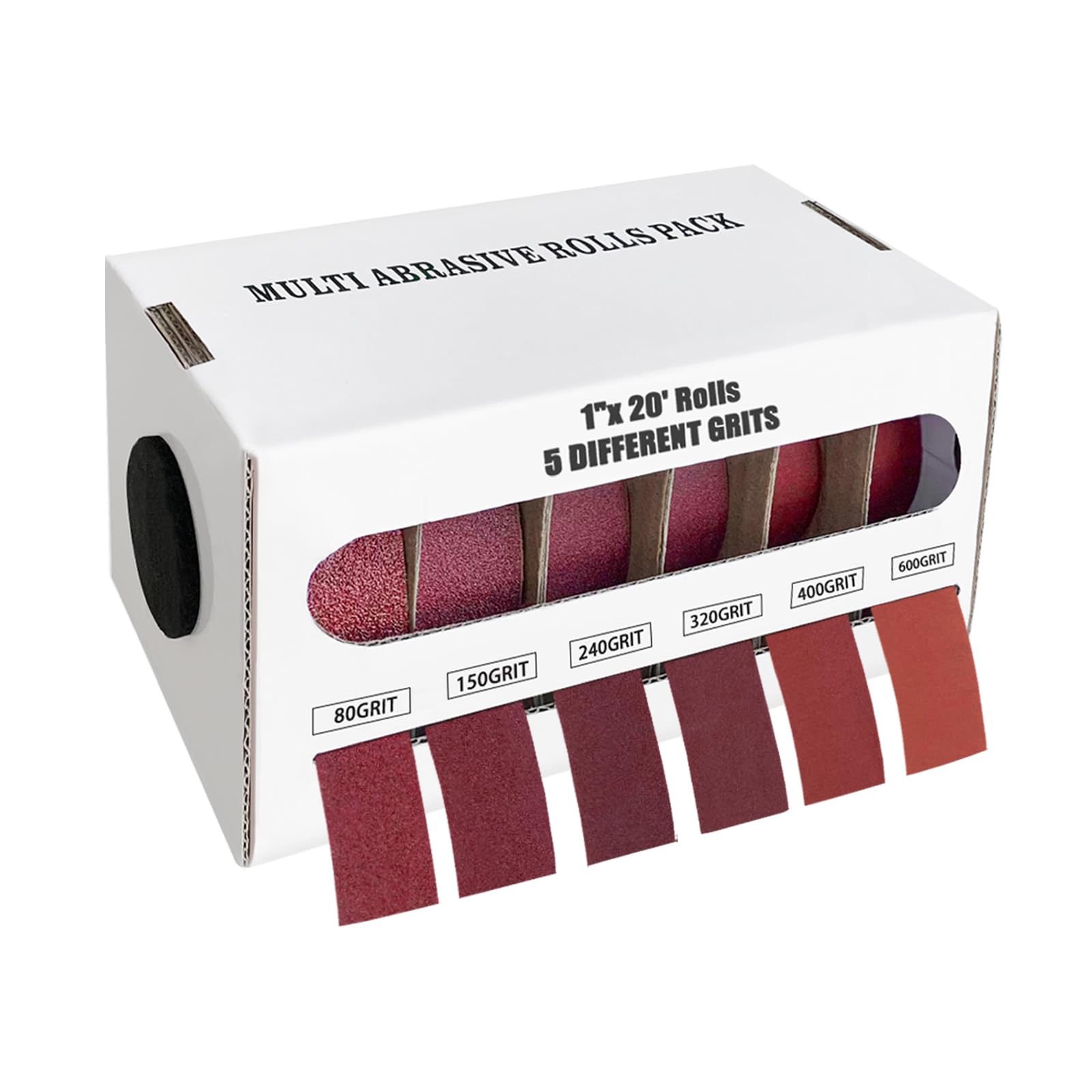 6 PCS Emery Cloth Roll, Wet Dry Sandpaper Assortment for Wood & Metal Sanding, Multi-Purpose Sand Paper with 80/150/240/320/400/600 Grits