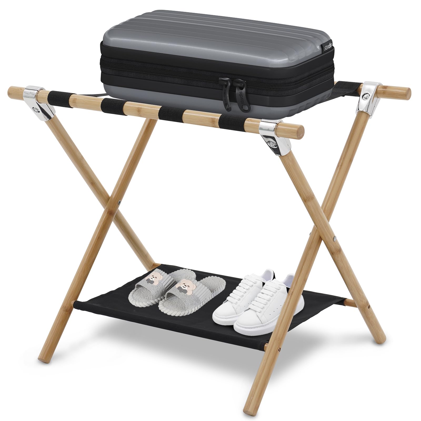 Portavaligie Pieghevole HOMCENT - Doppio Strato Con 4 Cinghie, 64x45x52 Cm, Per Hotel E Casa - Foto 5