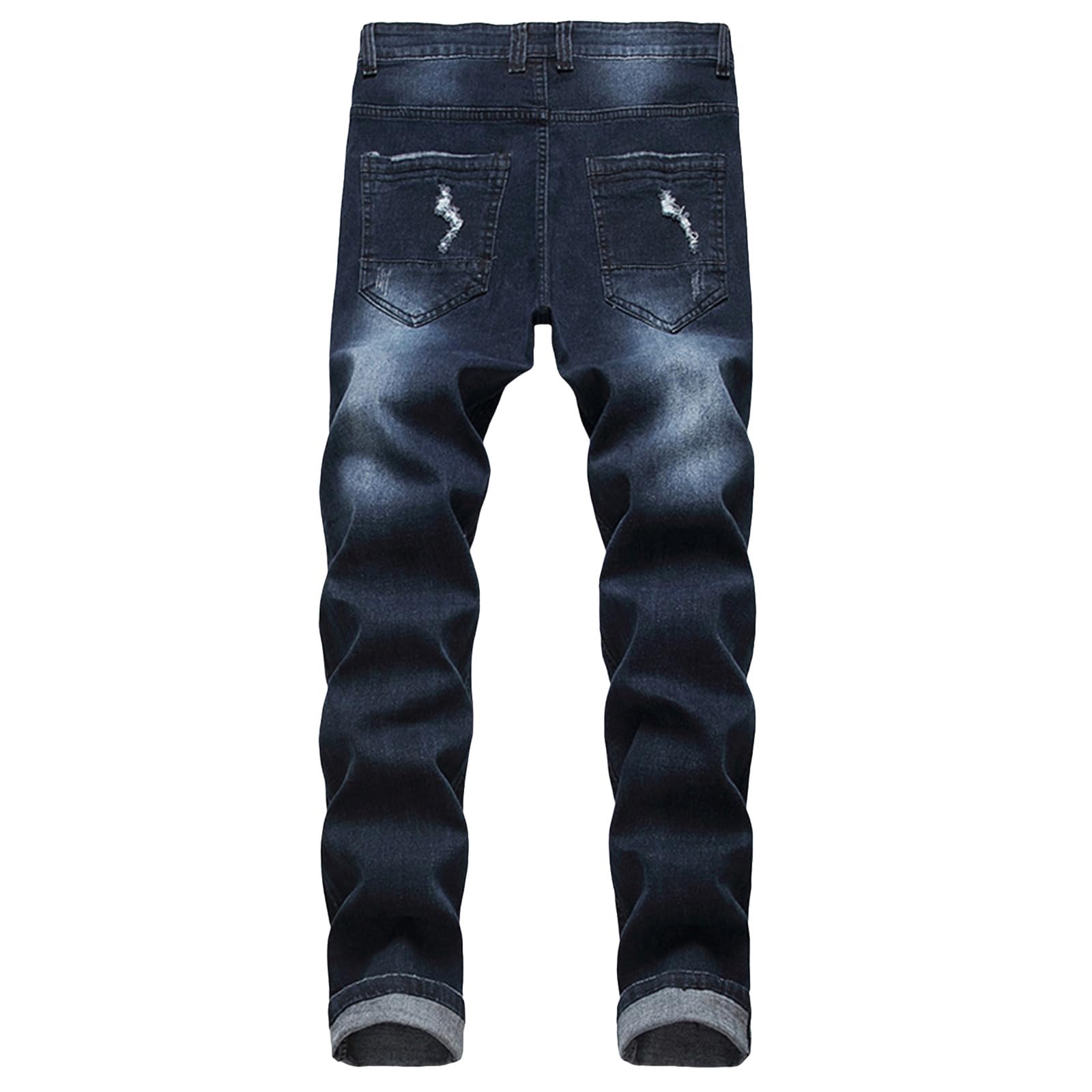 Jeans Uomo Strappati, Pantaloni Jeans Uomo Strappati Strappato Stretch Jeans Skinny Ripped Casual Dritti Jeans Denim Pantaloni Hip Hop Nero Cargo Jeans Estivi Jeans Moto Stile Urban E Streetwear Y2k