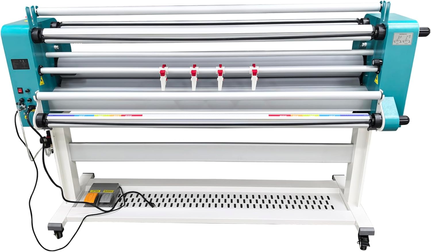 64" Full Automatic Pneumatic Laminator Machine, Wide Format Hot & Cold Laminating with Self-Stripping System, 1.38" Max Thickness, Dual-Function Foot Pedal, 10m/min Speed for Documents