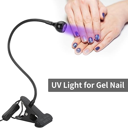 Miniatura 4 de GOWENIC Lámpara LED UV, lámpara de curado de pegamento UV portátil USB, cuello de cisne, luz ultravioleta con clip para uñas de gel, reparación de