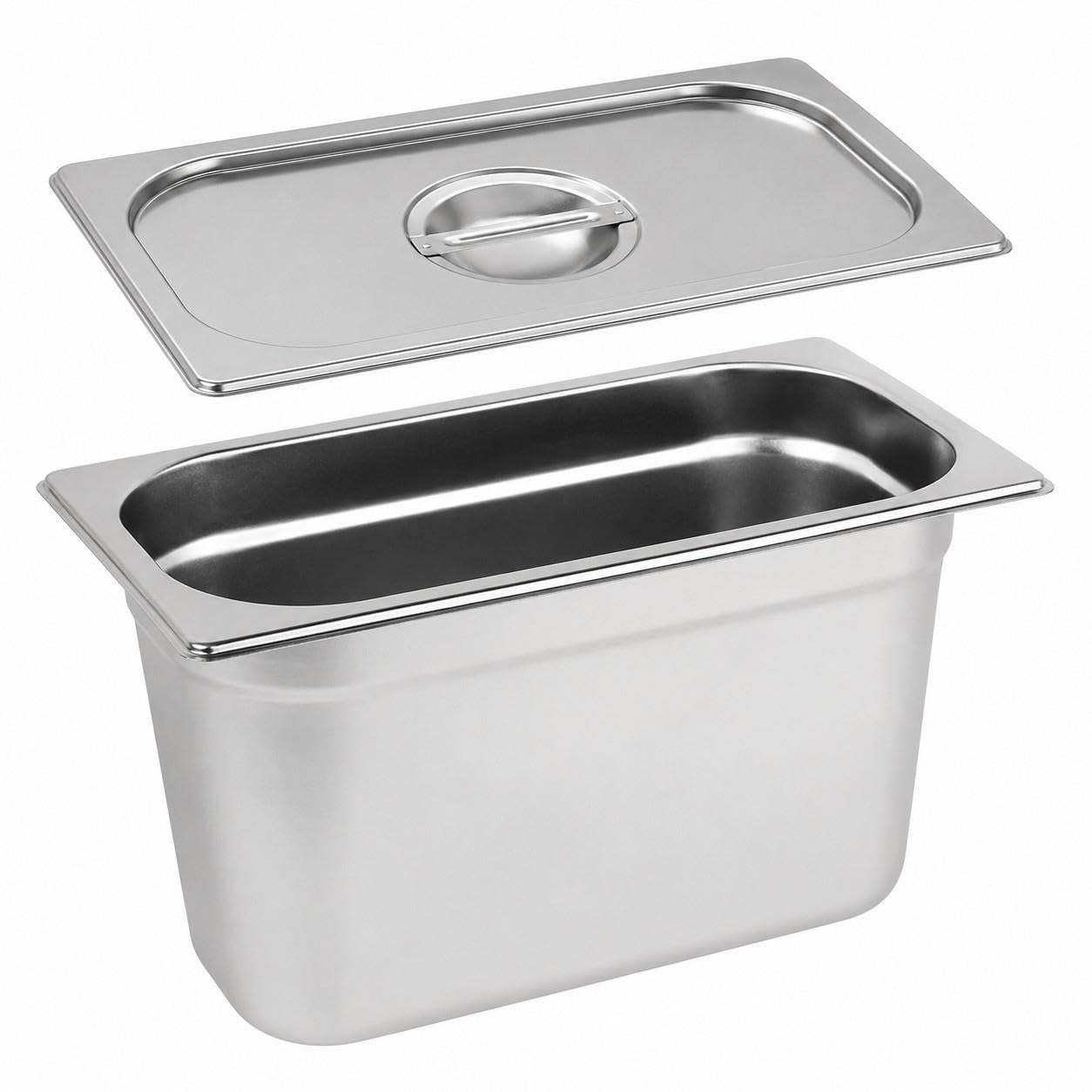 eZone Stainless Steel 1/4 Gastronorm Pan/Tray with Lid 200mm Deep Food GN Container