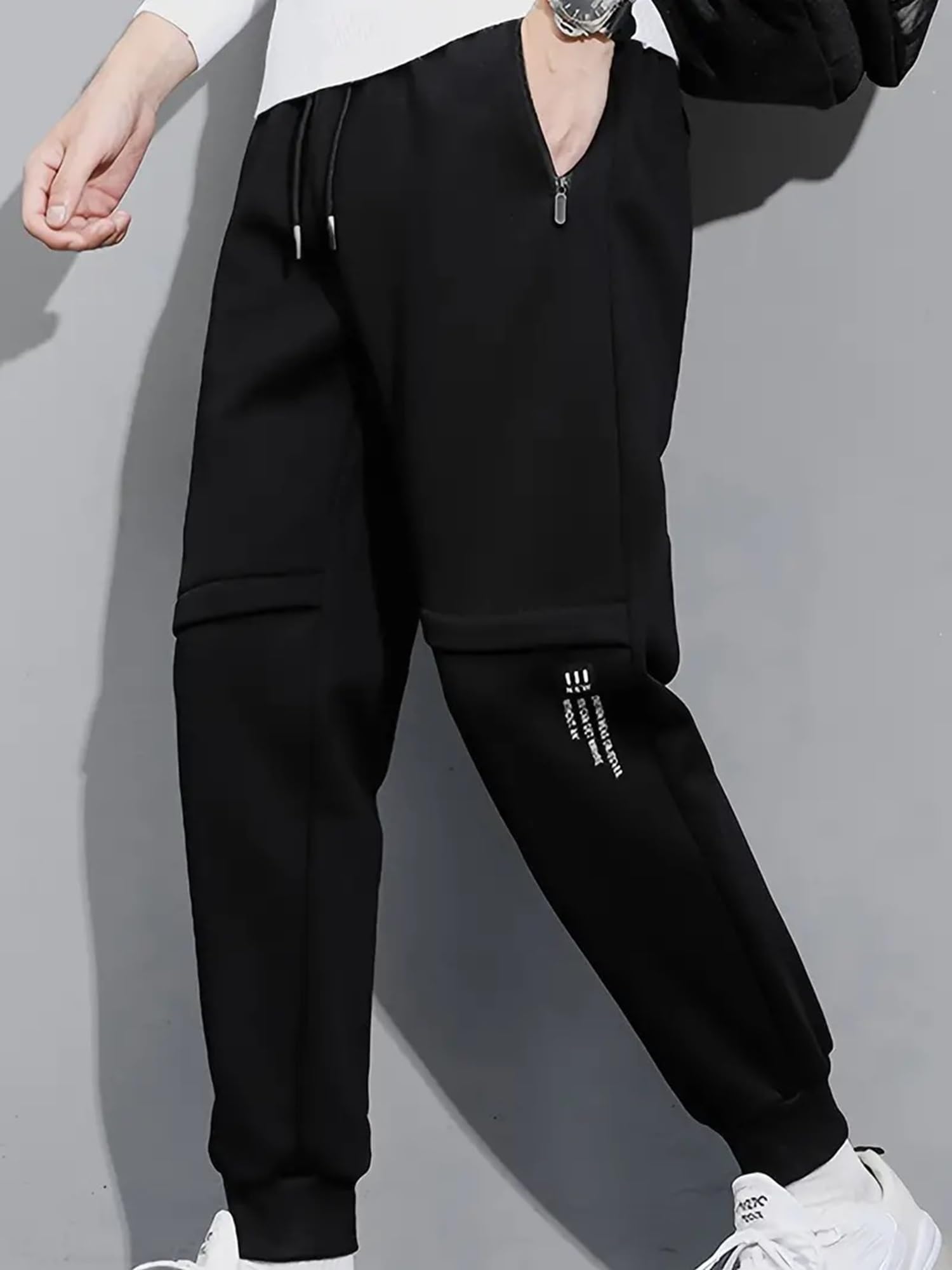 Lymio Męskie spodnie do biegania o kroju slim fit ze średnim stanem w pełni rozciągliwe (TP-47-49)