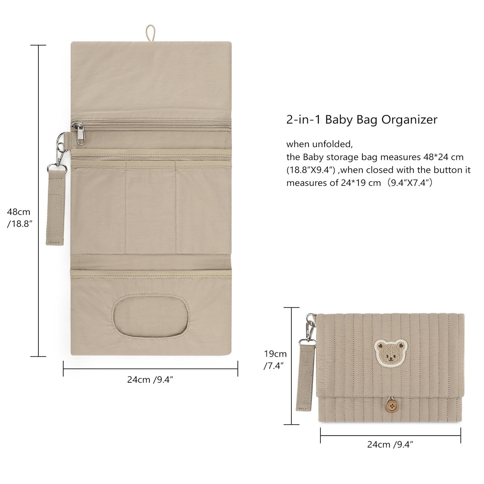MagiDeal Borsa Porta Pannolini in Tessuto per Neonati, Organizer per Pannolini, Multifunzionale per Neonati, per Esterni, Visite, Asilo Nido e, Marrone