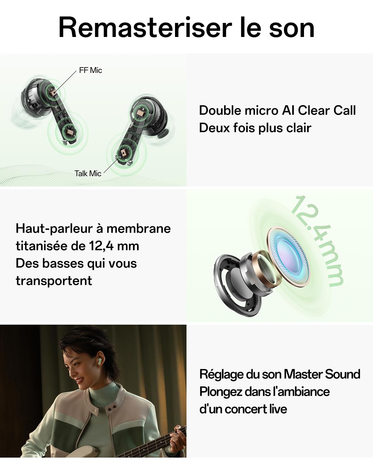 OPPO Enco Air4 Écouteurs sans Fil véritables, Casque stéréo Intra-Auriculaires Bluetooth 5.4, 44h d'écoute, Réduction de Bruit Active de 32dB, Double Micro, Basses Profondes, IP55, Fresh Mint