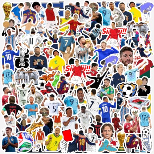 Image of Football Sticker Pack of 70 | Premium Waterproof Vinyl Sports Stickers for Laptop, Water Bottle, Phone, Helmet, Notebook, Bike, Car & Luggage | Soccer Player, Trophy & Football-Themed Aesthetic Decals
