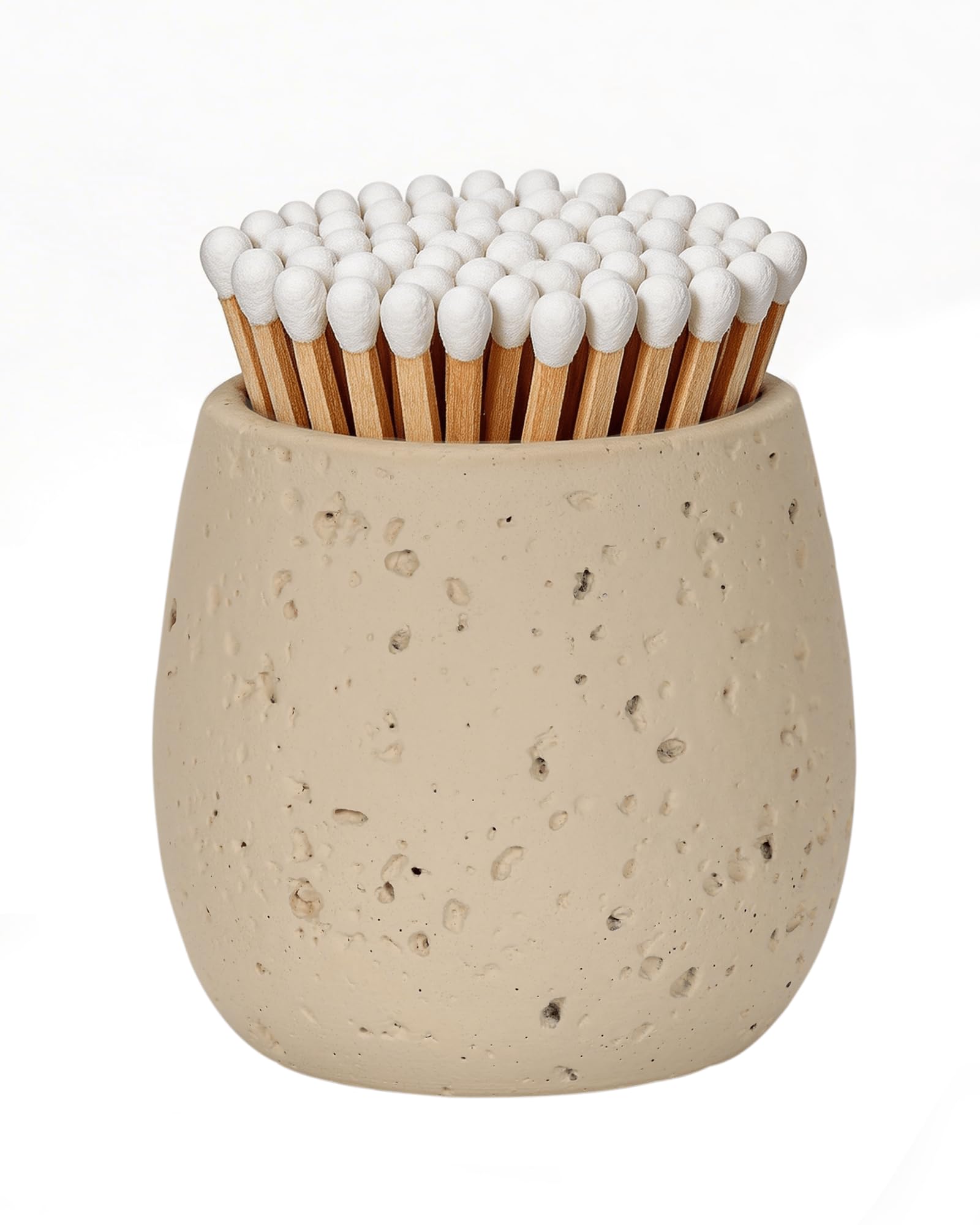 Concrete Match Holder with Striker, 3.1" x 2.5" Decorative Matchstick Jar Box for Fireplace, Candles, Cute Match Jar for Home Décor, Gift (Matches Not Included)