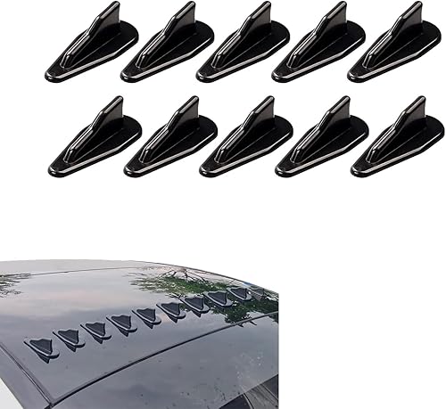 Flygun 10 antenas de simulación de cola de aleta de tiburón para automóvil, difusor de techo antiestático de ABS autoadhesivo, estilo EVO,