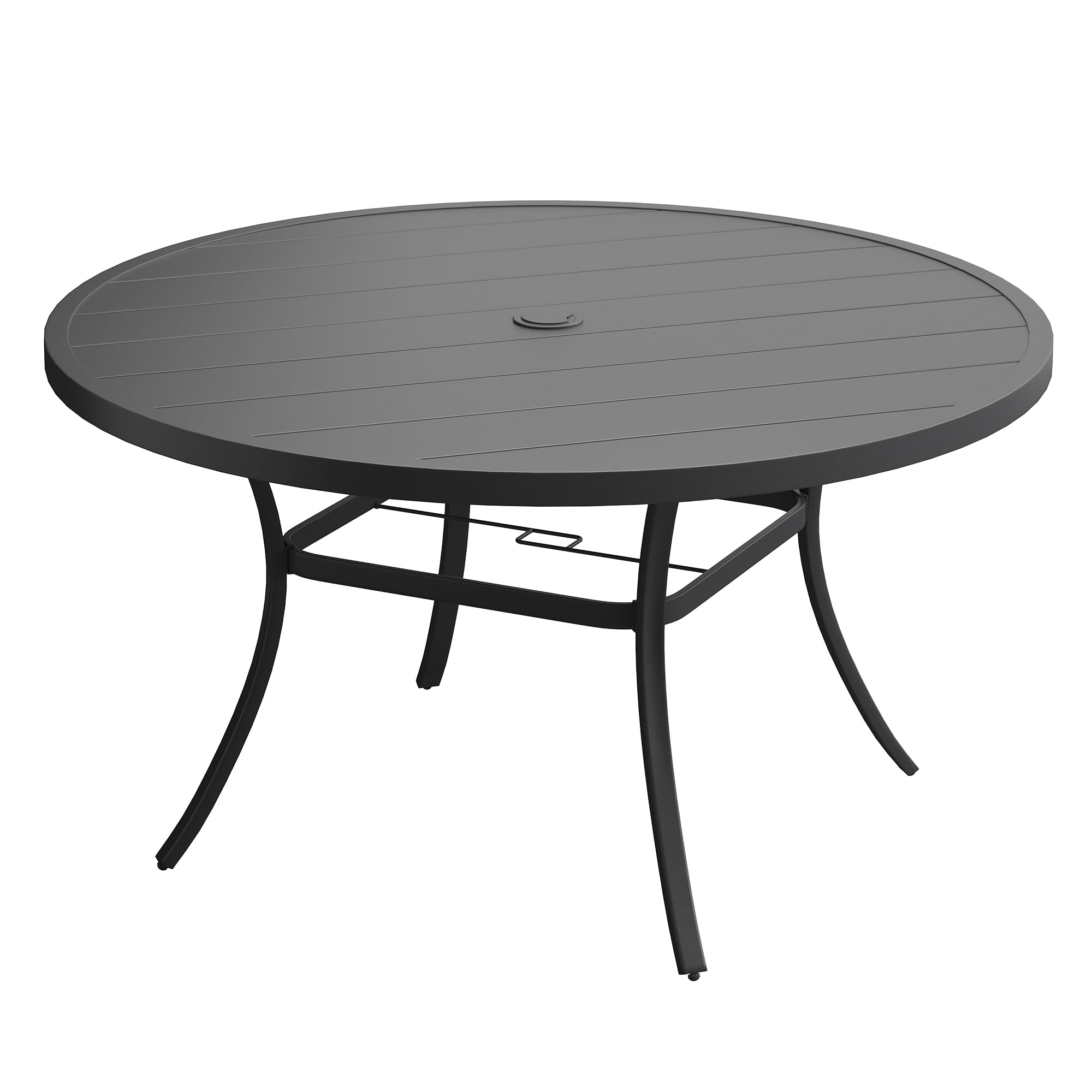DIFY 50" Round Outdoor Patio Dining Table for 6, Metal Patio Table with 1.57" Adjustable Umbrella Hole, All-Weather Dining Furniture Table for