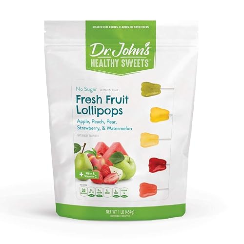 Dr. John's - Caramelos sin azúcar, paletas saludables con cero azúcar, aperitivos bajos en calorías, dulces duros aptos para Keto, dientes de fruta