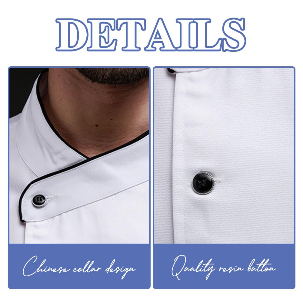 Veste de Chef Personnalisé avec Nom et Photo Imprimée, Uniforme de Travail Boulangerie Cuisine pour Hommes et Femmes, Respirants et Confortables, 4 Couleurs, 7 Tailles