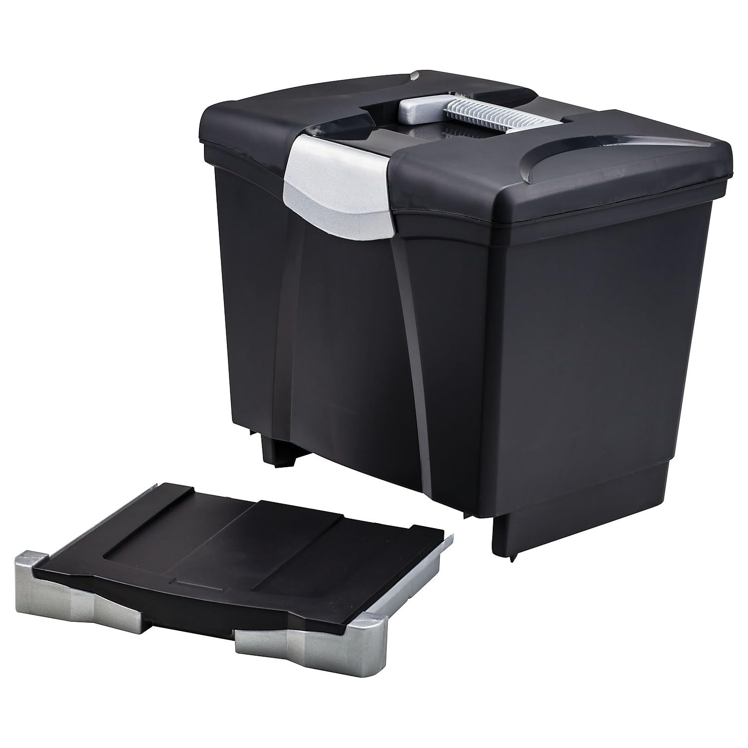 Storex 61523U01C Portable File Storage Box w/Drawer Letter Latch Black