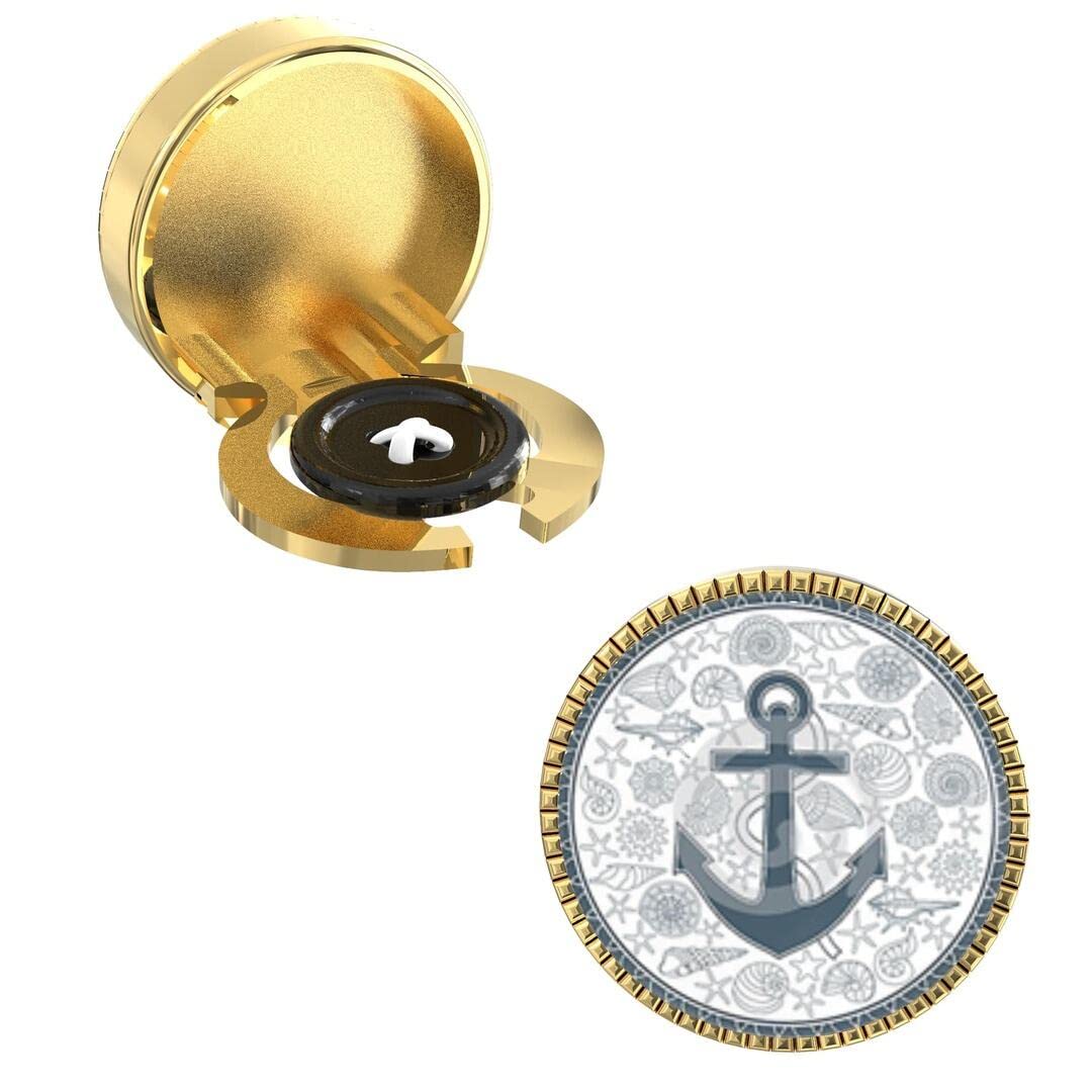 – Snap-on Shirt Button Cover Cufflinks Set for Men - - Anchor Style-image-15